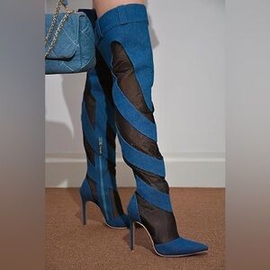 Cape Robbin Mandali Denim Knee-High Boots